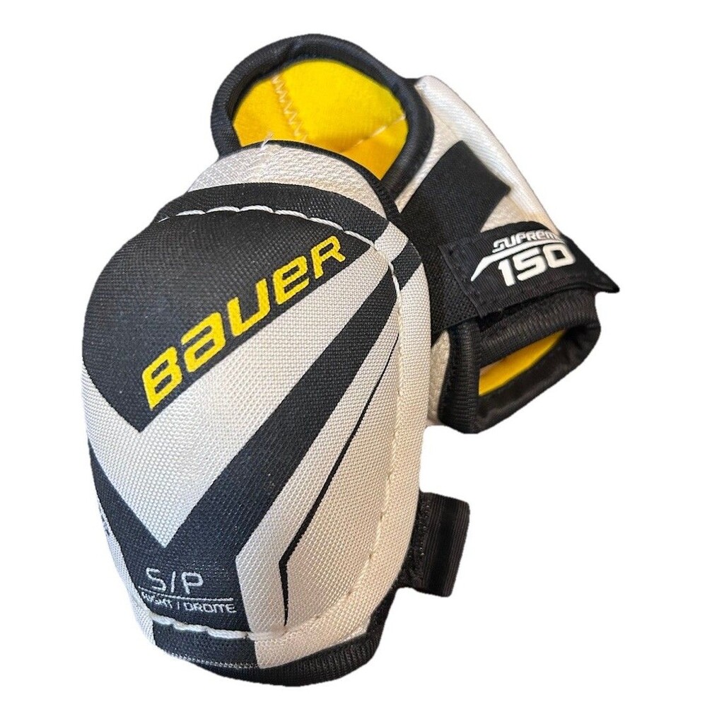 Bauer Supreme 150 Youth Hockey Elbow Pads Yth S/P Small Pair Black White Yellow